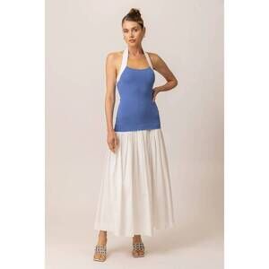 NEW LINE AND DOT kohl knit sleeveless top in blue/white